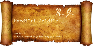 Maróti Jolán névjegykártya